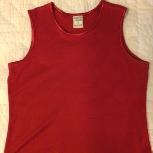Alison Daley red sleeveless shell.